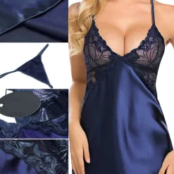 Discount Women's Valentine Night Dress Sexy Lingerie Lace Babydoll Slips Nightwear Home Solid Colored Soft Sweet Light Blue Pink Strap Winter Home Outfits Date Night Outfit Women Lingerie