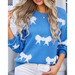 New Women's Valentine Pink Sweater Pullover Elegant Color Block Crew Neck Knitted Long Sleeve Regular Tops Knit Fashion Streetwear Outdoor Daily Weekend Pink Red Fall Winter Women Pullovers & Tops