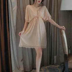 Women's Valentine White Night Dress Sexy Lingerie Lace Bodies Nightwear Solid Colored Comfort Home Bed Breathable Date Night Outfit Women Lingerie