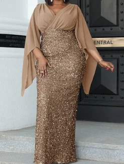 Clearance Women's Valentine's Day Maxi Dress Wedding Guest Dress Sheath Dress Plain Fashion Hot Wedding Guest Date Club Zipper 3/4 Length Sleeve V Neck Dress Regular Fit Black Pink Wine Spring Fall Women Cocktail Dress