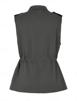 Clearance Women's Vest Comfortable Breathable Zipper Pocket Casual Plain Vacation Street Casual Daily Wear Zipper Regular Turndown Regular Fit Sleeveless Outerwear Black Brown Beige Summer Spring Women Vest
