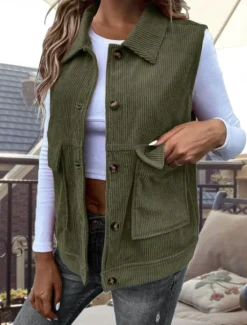 New Women's Vest Outdoor Street Daily Wear Fall Winter Regular Coat Regular Fit Thermal Warm Breathable Stylish Casual Jacket Sleeveless Solid Color with Pockets Army Green Khaki Women Vest