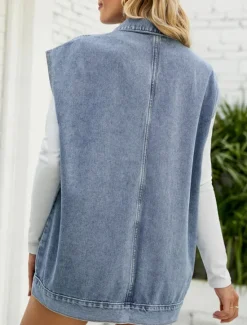 Online Women's Vest Outdoor Street Daily Wear Fall Winter Regular Coat Regular Fit Thermal Warm Breathable Stylish Casual Jacket Sleeveless Plain with Pockets Black Blue Khaki Women Vest