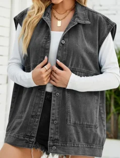 Online Women's Vest Outdoor Street Daily Wear Fall Winter Regular Coat Regular Fit Thermal Warm Breathable Stylish Casual Jacket Sleeveless Plain with Pockets Black Blue Khaki Women Vest