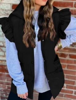 Sale Women's Vest Outdoor Street Daily Fall Winter Regular Coat Regular Fit Warm Breathable Comtemporary Stylish Jacket Sleeveless Solid Color with Pockets Black Pink Khaki Women Puffers & Parka