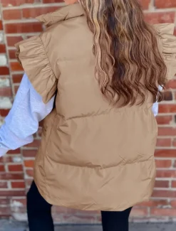 Sale Women's Vest Outdoor Street Daily Fall Winter Regular Coat Regular Fit Warm Breathable Comtemporary Stylish Jacket Sleeveless Solid Color with Pockets Black Pink Khaki Women Puffers & Parka