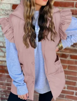 Sale Women's Vest Outdoor Street Daily Fall Winter Regular Coat Regular Fit Warm Breathable Comtemporary Stylish Jacket Sleeveless Solid Color with Pockets Black Pink Khaki Women Puffers & Parka