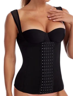 Discount Women's Waist Trainer Corsets Shapewears Tummy Control Push Up Front Close Office Yoga Running Gym Sport Breathable Comfortable Pure Color Hook & Eye Home Outfits Women Shapewear
