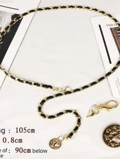 Sale Women's Web Belt Metal Chain Metal Bucke Cord Wowen Casual Formal Party Work Women Belt