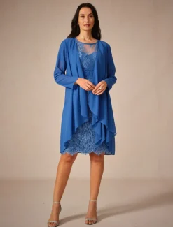 Clearance Women's Wedding Guest Jacket Dress Lace Dress Chiffon Dress Cocktail Dresses Formal Dresses Cardigan Ruched Long Sleeve Cocktail Party Spring Summer Fall Women Chiffon Dresses