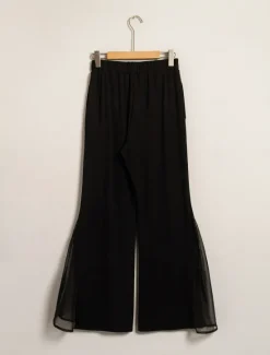 Clearance Women's Wedding Guest Party Black High Waist Bell Bottom Pants Elegant Chiffon Modal Slim Fit Flared Leg Elastic Waist Casual Daily Office Wear Women Chiffon Tops