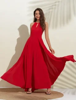 Outlet Women's Wedding Guest Wear Cocktail Party Semi Formal Elengant Romantic Halter Neck Open Back Jumpsuit dress to impress 2024 Women Jumpsuits