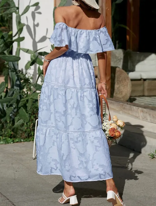 Best Women's White Dress Long Dress Maxi Dress Chiffon Lace Ruffle Date Vacation Streetwear A Line Off Shoulder Short Sleeve Black White Pink Color Women White Dresses
