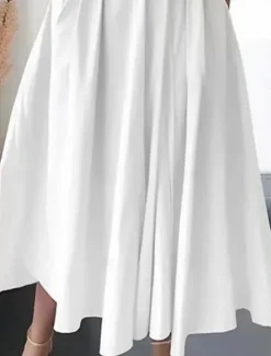 New Women's Dress Midi Dress Pocket Vacation Elegant Streetwear V Neck Sleeveless Color Women White Dresses