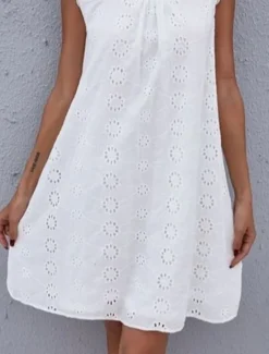 Sale Women's Dress Mini Dress Lace Patchwork Date Vacation Streetwear Stand Collar Sleeveless Color Women White Dresses