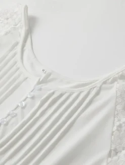 Clearance Women's Dress Mini Dress Contrast Lace Lace Vacation Date Active Fashion Crew Neck Short Sleeve Color Women White Dresses