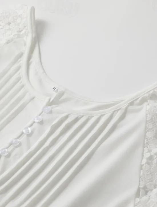 Clearance Women's Dress Mini Dress Contrast Lace Lace Vacation Date Active Fashion Crew Neck Short Sleeve Color Women White Dresses