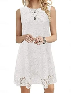 Clearance Women's White Dress Mini Dress with Sleeve Date Streetwear Crew Neck Short Sleeve Black White Burgundy Color Women White Dresses