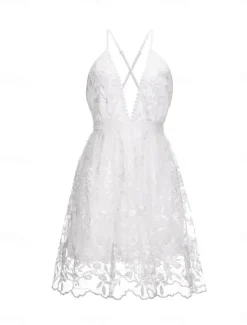 Sale Women's Dress Mini Dress with Sleeve Date Vacation Beach Bohemia Strap Sleeveless Color Women White Dresses