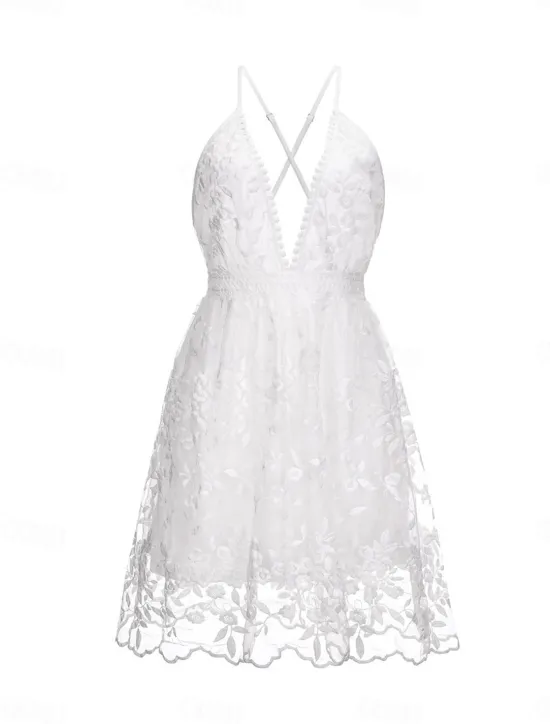 Sale Women's Dress Mini Dress with Sleeve Date Vacation Beach Bohemia Strap Sleeveless Color Women White Dresses