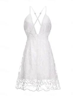 Sale Women's Dress Mini Dress with Sleeve Date Vacation Beach Bohemia Strap Sleeveless Color Women White Dresses