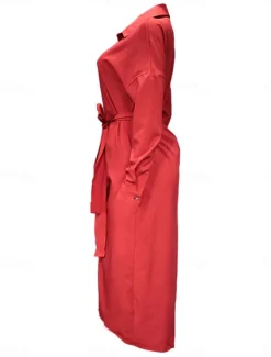 Outlet Women's White Dress Shirt Dress Bodycon Maxi long Dress Cocktail Party Sexy Formal Shirt Collar Button Long Sleeve Summer Spring Slim Plain Women Work Dresses