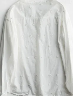 Hot Women's Elegant Lace Tops Eyelet Blouse Stylish Modern Solid Color Long Sleeve High Neck Embroidered Hollow Out Regular Fit Work Daily Romantic Petite Tops Summer Holiday Wear Spring Fall Women Lace Tops