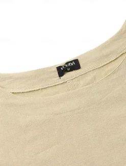 Hot Women's khaki Spring Fall Autumn Maxi Dress Dress Casual Dress Cotton Summer Dress Basic Casual Outdoor Daily Loose Fit Pure Color Crew Neck Women White Dresses