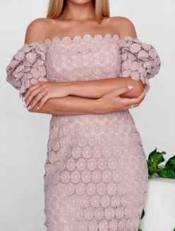 New Women's White Lace Wedding Dress with Sleeve Square Neck Short Sleeve Midi Dress Party Gift Elegant Black White Summer Spring Women White Dresses