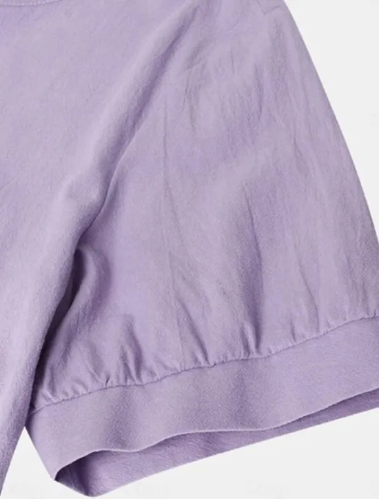Sale Women's White Purple Green Summer Midi Dress Linen-Inspired Dresses Smock Dress Solid Basic Casual Daily Loose Fit Crew Neck Women Dresses