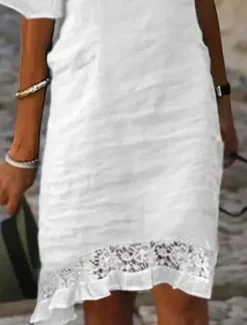 Clearance Women's Summer Spring Midi Dress Linen-Inspired Dresses Casual Dress Shift Dress Fashion Modern Casual Outdoor Vacation Daily Regular Fit Plain Off Shoulder Women Dresses