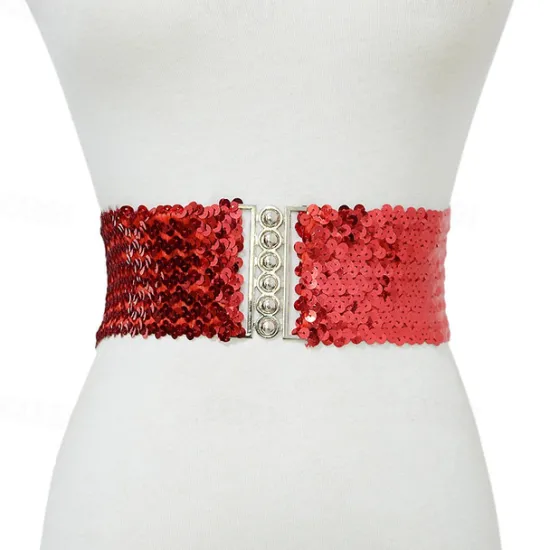New Women's Wide Belt Corset Belt Metal Chain Canvas Metal Bucke Geometric Formal Party Daily Black Silver Gold Red Women Belt