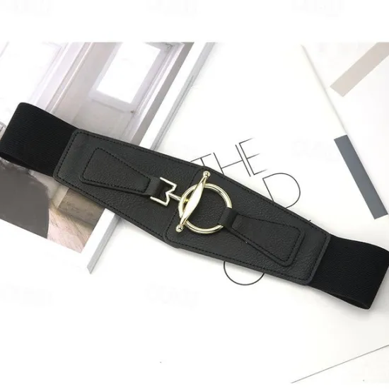 Sale Women's Wide Belt Corset Belt PU Leather Buckle Free Geometric Formal Classic Party Work khaki Women Belt