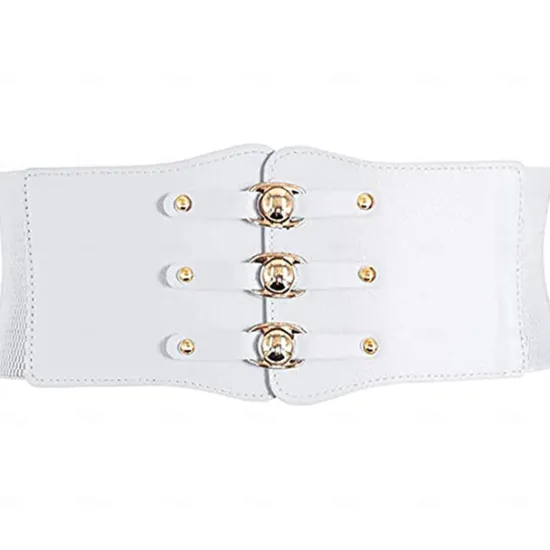Online Women's Wide Belt Corset Belt Nylon Steel Buckle Geometric Formal Vintage Retro Party Daily White Black Red Brown Women Belt