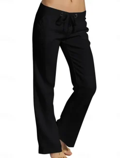 New Women's Wide Leg Baggy Pants Chinos Fashion Basic Casual Full Length High Waist Solid Color Plain Pocket Comfy Soft Comfortable Micro-elastic Outdoor Street Light Gray Black White Red Summer Spring Women Pants