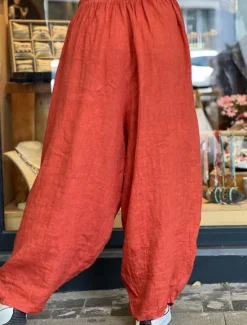 Women's Wide Leg Baggy Pants Solid Color Bloomers Fashion Basic Full Length Medium Waist Plain Pocket Elastic Waist Comfort Outdoor Micro-elastic Vacation Street Daily Golden Navy Black Orange Women Pants