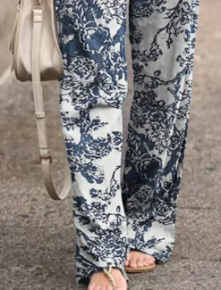 Best Women's Wide Leg Baggy Pants Fashion Streetwear Full Length High Waist Graphic Pocket Elastic Waistband Comfy Soft Comfortable Micro-elastic Outdoor Street White Yellow Red Dark navy Summer Spring Women Pants