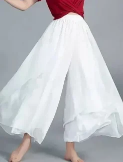Discount Women's Wide Leg Chinos Active Classic Style Full Length High Waist Plain Elastic Waistband Comfy Soft Comfortable Micro-elastic Outdoor Vacation Street Black White Summer Regular Fit Women Pants