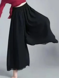 Discount Women's Wide Leg Chinos Active Classic Style Full Length High Waist Plain Elastic Waistband Comfy Soft Comfortable Micro-elastic Outdoor Vacation Street Black White Summer Regular Fit Women Pants