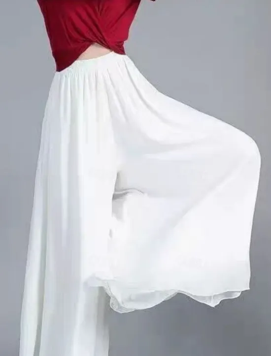 Discount Women's Wide Leg Chinos Active Classic Style Full Length High Waist Plain Elastic Waistband Comfy Soft Comfortable Micro-elastic Outdoor Vacation Street Black White Summer Regular Fit Women Pants