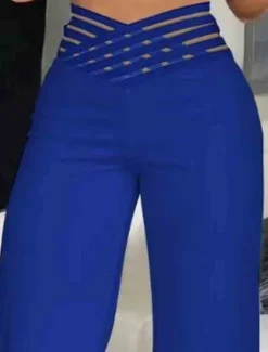 Clearance Women's Wide Leg Chinos Baggy Pants Fashion Streetwear Full Length High Waist Plain Elastic Waistband Comfy Soft Comfortable Micro-elastic Outdoor Street Black White Blue Fuchsia Regular Fit Women Pants