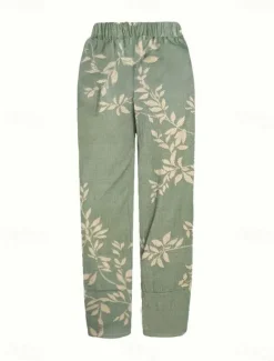 Outlet Women's Wide Leg Chinos Baggy Pants Vacation Basic Casual Ankle-Length High Waist Floral Graphic Bird Printing Thermal Warm Soft Breathable Micro-elastic Vacation Street Causal Black White Blue Green Women Pants