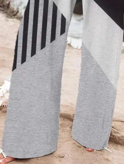 Women's Wide Leg Chinos Baggy Pants Vacation Vintage Fashion Full Length High Waist Graphic Geometric Abstract Drawstring Printing Soft Breathable Micro-elastic Vacation Causal Casual Women Pants
