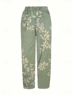 Online Women's Wide Leg Chinos Baggy Pants Vacation Vintage Ethnic Style Full Length High Waist Floral Graphic Printing Thermal Warm Soft Breathable Micro-elastic Vacation Street Causal Dark-Gray Robin's Women Pants