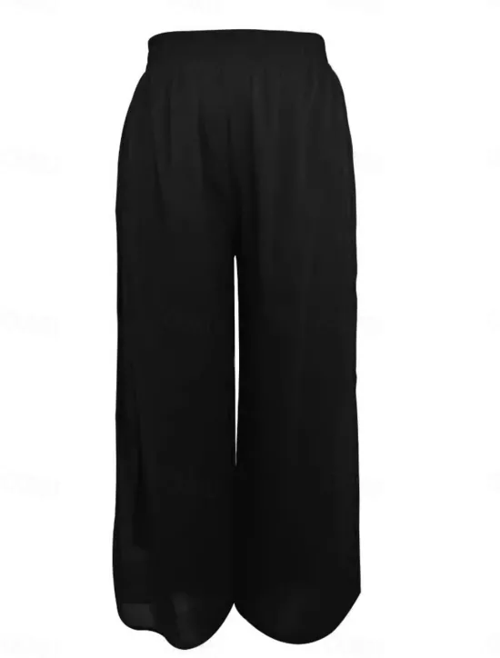 Discount Women's Wide Leg Chinos Fashion Streetwear Full Length High Waist Plain Elastic Waistband Comfy Soft Comfortable Micro-elastic Outdoor Street Summer Regular Fit Women Pants