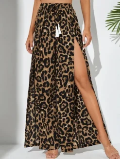 Discount Women's Wide Leg Chinos Fashion Streetwear Full Length High Waist Split Printing Comfy Soft Comfortable Micro-elastic Outdoor Street Summer Spring Regular Fit Women Pants