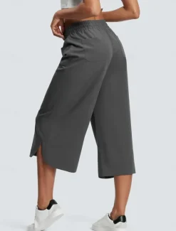 Clearance Women's Wide Leg Chinos Fashion Streetwear Calf-Length High Waist Plain Pocket Elastic Waistband Comfy Soft Comfortable Micro-elastic Outdoor Street Navy-blue Army Green Black Blue Summer Spring Women Pants
