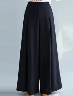Women's Wide Leg Chinos Fashion Streetwear Full Length High Waist Plain Elastic Waistband Comfy Soft Comfortable Micro-elastic Outdoor Street Apricot Black Blue Spring & Fall Regular Fit Women Pants