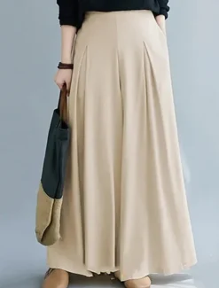 Women's Wide Leg Chinos Fashion Streetwear Full Length High Waist Plain Elastic Waistband Comfy Soft Comfortable Micro-elastic Outdoor Street Apricot Black Blue Spring & Fall Regular Fit Women Pants