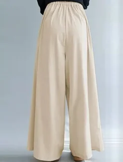 Women's Wide Leg Chinos Fashion Streetwear Full Length High Waist Plain Elastic Waistband Comfy Soft Comfortable Micro-elastic Outdoor Street Apricot Black Blue Spring & Fall Regular Fit Women Pants